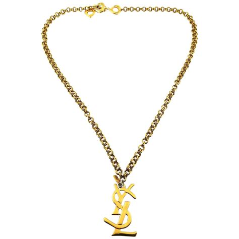 ysl logo necklace|vintage yves saint laurent necklace.